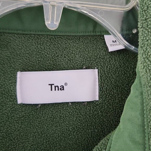 ARITZIA | TNA Cozy Fleece Boyfriend Shirt Button Down Dark Green Sz M - Picture 5 of 8